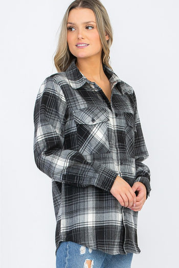 Regular Fit Checker Plaid Flannel Long Sleeve WEIV