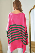 Multi Striped Elbow Patch Loose Fit Sweater Top Davi & Dani