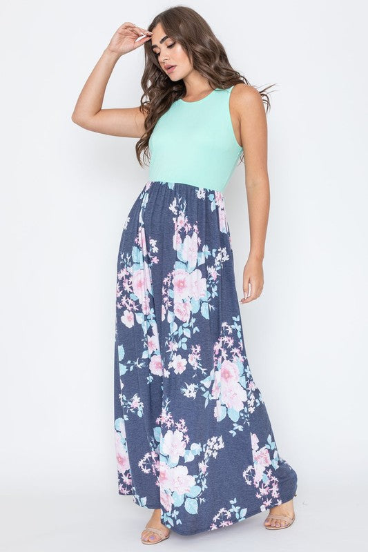 Plus Sleeveless Floral Maxi Dress EG fashion