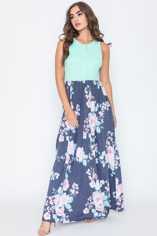 Plus Sleeveless Floral Maxi Dress EG fashion