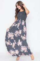 Plus Sleeveless Floral Maxi Dress EG fashion