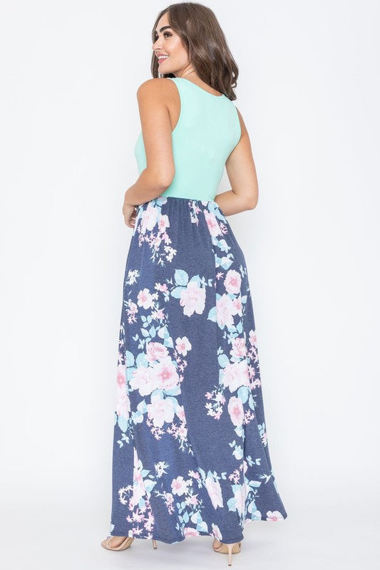 Plus Sleeveless Floral Maxi Dress EG fashion