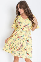 Floral V Neck Ruffle Dress EG fashion