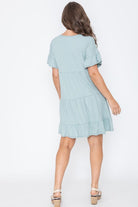 Plus Solid Ruffle Triple Tiered Midi Dress EG fashion