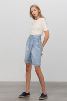 Self Belted Bermuda Denim Shorts Denim Lab USA