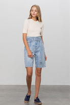 Self Belted Bermuda Denim Shorts Denim Lab USA