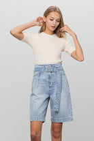 Self Belted Bermuda Denim Shorts Denim Lab USA