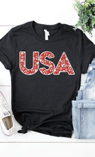 Red and White Floral USA PLUS SIZE Graphic Tee Kissed Apparel