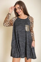 Animal Print Sleeve Aline EG fashion