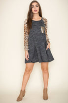 Animal Print Sleeve Aline EG fashion