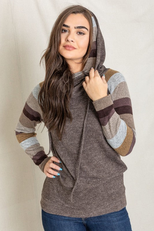 Stripe Sleeve Hoodie EG fashion