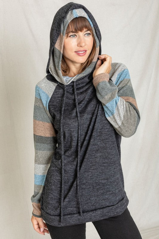 Stripe Sleeve Hoodie EG fashion