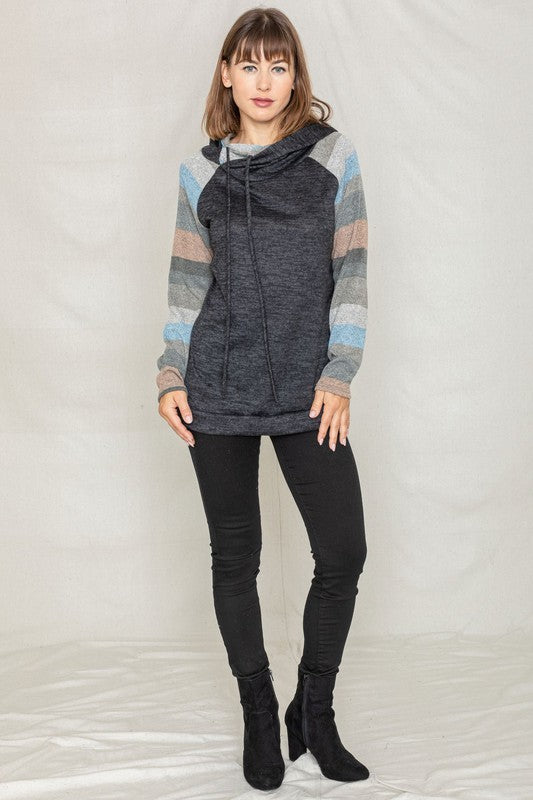 Stripe Sleeve Hoodie EG fashion