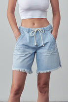 High Rise Drawstring Shorts Denim Lab USA