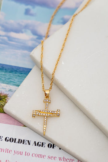 Nail shape cross pendant necklace with rope chain LA3accessories