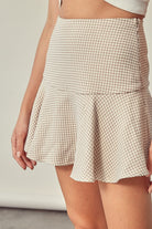 Checkered A-Line Skort Mustard Seed