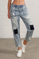 RAW HEM PATCHED JEANS Insane Gene