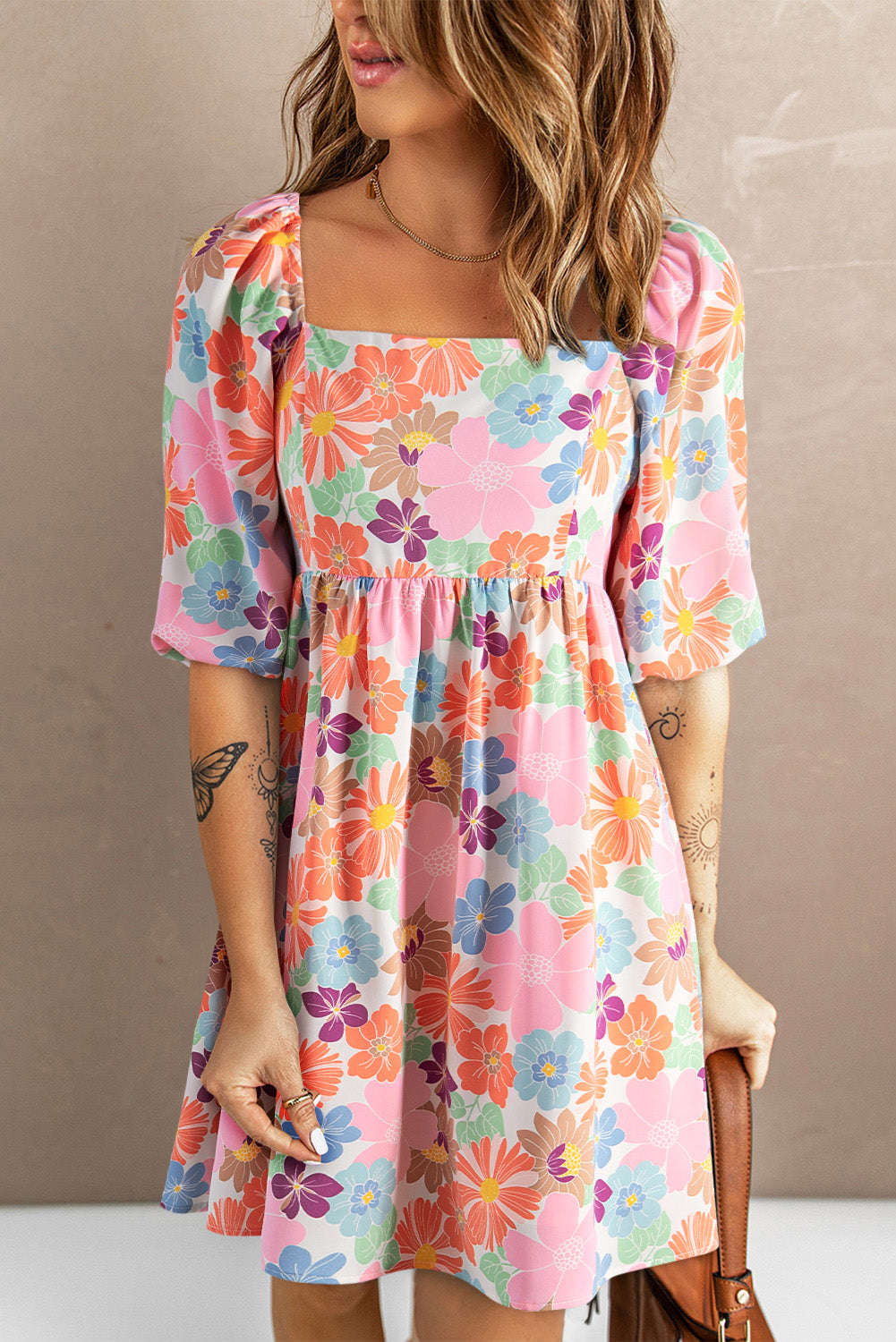 Printed Half Sleeve Mini Dress Trendsi