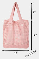 Fame Pointelle Knit Crochet Tote Bag Trendsi