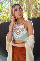 Crochet Lace High Neck Bralette Leto Accessories