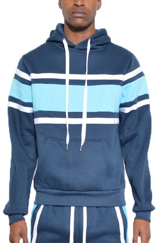 SOLID WITH THREE STRIPE PULLOVER HOODIE WEIV