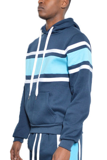 SOLID WITH THREE STRIPE PULLOVER HOODIE WEIV