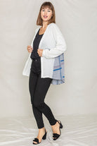 Plaid Back Waffle Knit  Cardigan EG fashion