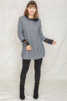 Terry Plaid Trim Hooded Tunic EG fashion