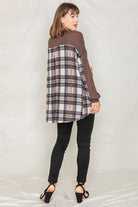 Plaid Back Waffle Knit  Cardigan EG fashion