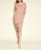 BAMBOO ASYMMETRIC DOLMAN DRESS WITH POCKETS Fabina