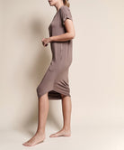 BAMBOO ASYMMETRIC DOLMAN DRESS WITH POCKETS Fabina