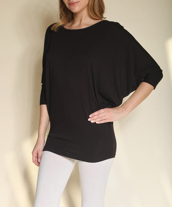 BAMBOO SIDE ROUCH DOLMAN TOP Fabina