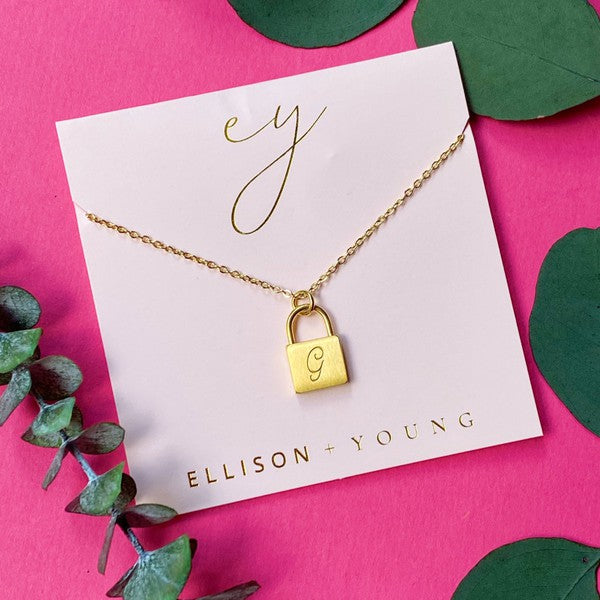 Scripted Notes Locket Initial Necklace Ellison and Young