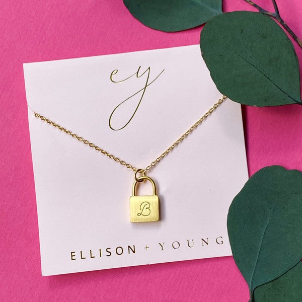 Scripted Notes Locket Initial Necklace Ellison and Young