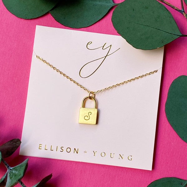 Scripted Notes Locket Initial Necklace Ellison and Young