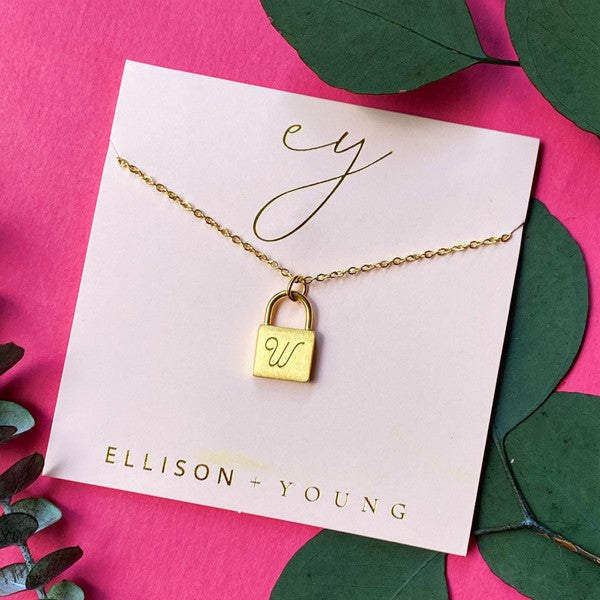 Scripted Notes Locket Initial Necklace Ellison and Young