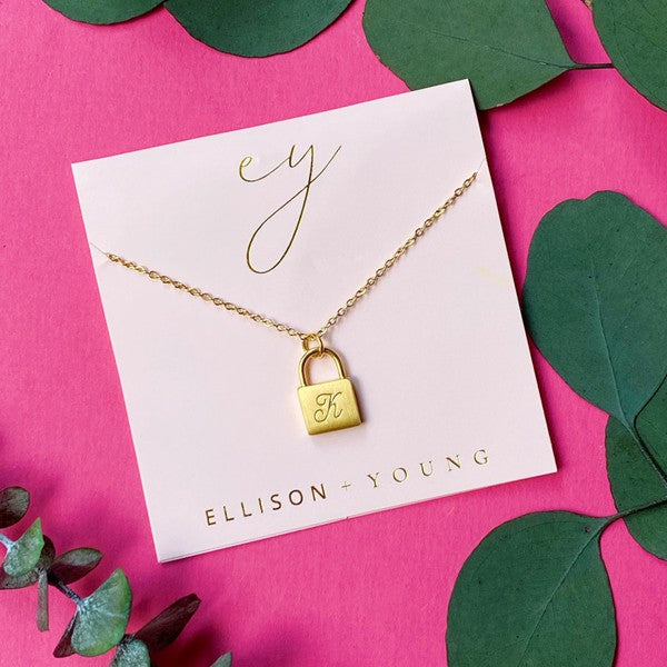 Scripted Notes Locket Initial Necklace Ellison and Young