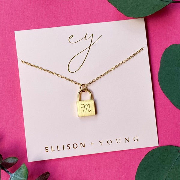 Scripted Notes Locket Initial Necklace Ellison and Young