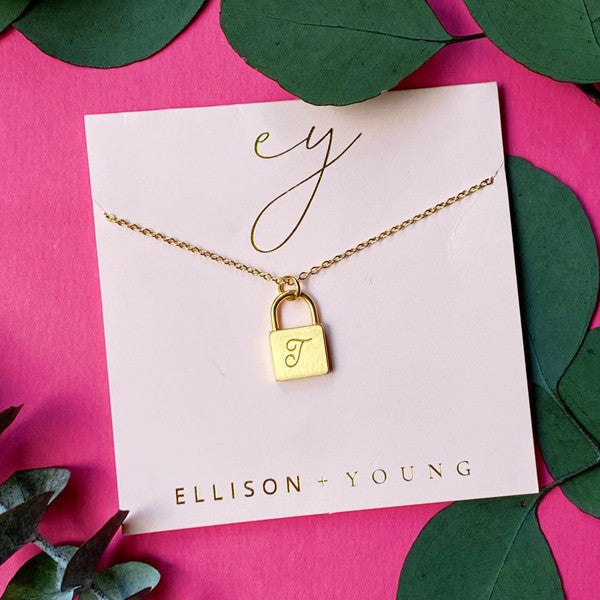 Scripted Notes Locket Initial Necklace Ellison and Young