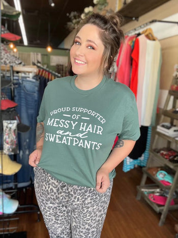 Messy Hair and Sweatpants Tee Ask Apparel