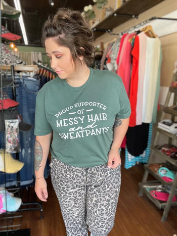 Messy Hair and Sweatpants Tee Ask Apparel