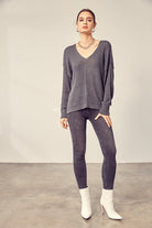 V-Neck Knit Top Mustard Seed