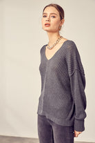 V-Neck Knit Top Mustard Seed