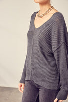 V-Neck Knit Top Mustard Seed