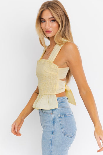 Sleeveless Smocked Peplum Top LE LIS