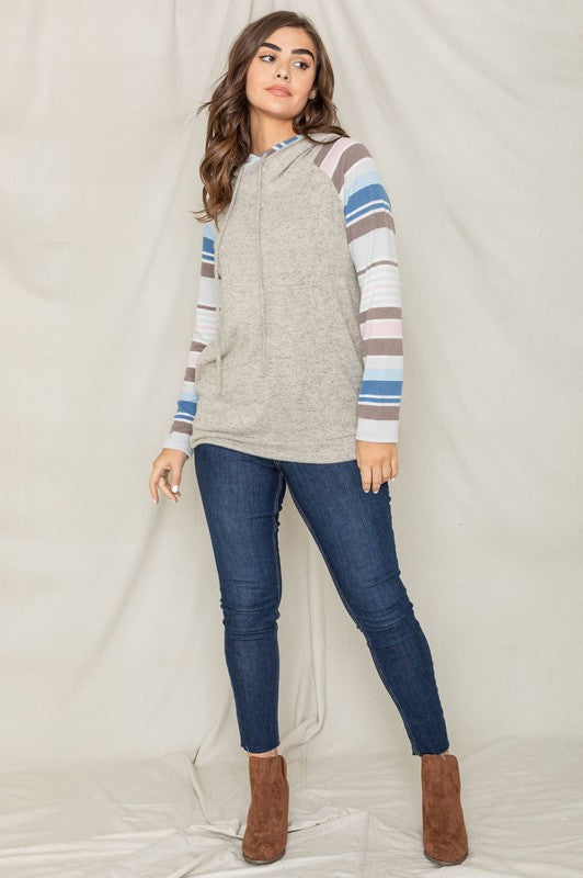 Stripe Sleeve Hoodie EG fashion