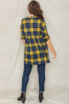 Plaid Empire Waist Tab Sleeve Tunic EG fashion