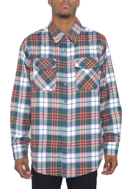 Regular Fit Checker Plaid Flannel Long Sleeve WEIV