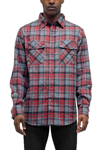 Regular Fit Checker Plaid Flannel Long Sleeve WEIV