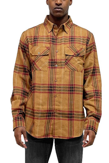 LONG SLEEVE FLANNEL FULL PLAID CHECKERED SHIRT WEIV